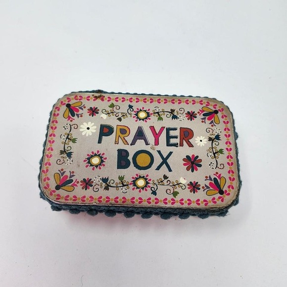 Natural Life Prayer Box Floral Metal Keepsake Box with Cards - Picture 1 of 4